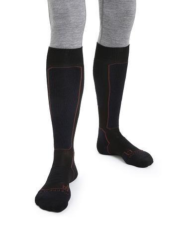 Men's Icebreaker Merino Ski+ Medium Over the Calf Socks Black / Royal Navy | CA 1919KORI